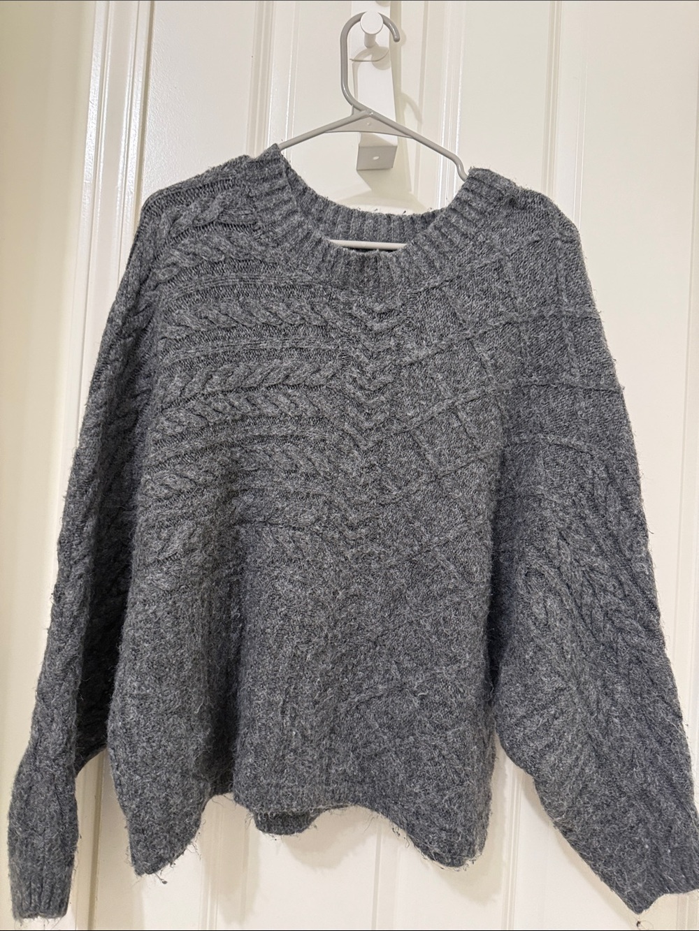 Abercrombie & Fitch Charcoal Cable Knit Crew Sweater